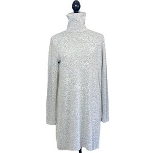 Zara Dress Size Medium Heather Gray Long Sleeve Midi Turtleneck Sweater Fleece
